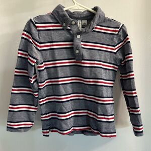 JANIE AND JACK Gray/Red Stripe Polo Shirt Size 4